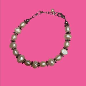 Genuine Freshwater String of Champagne Pearls Adjustable Bracelet